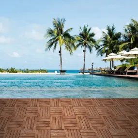 11 Pcs 12" x 12" Patio Fir Wood Pavers Interlocking Decking Flooring