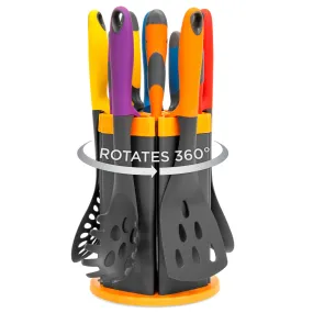 11-Piece Knife Utensil Set w/ Rotating Stand, Heat-Resistant Heads - Multi