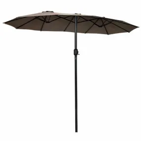 15' Twin Patio Umbrella Double-Sided Outdoor Market Umbrella without Base -Tan