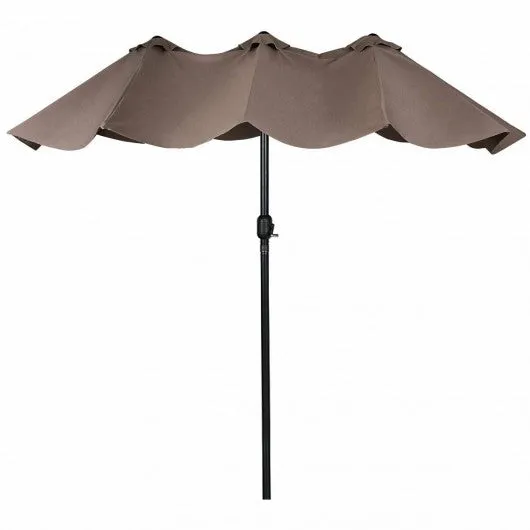 15' Twin Patio Umbrella Double-Sided Outdoor Market Umbrella without Base -Tan