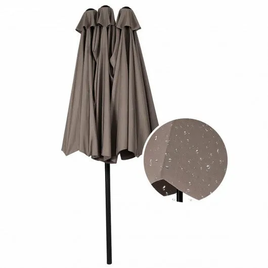 15' Twin Patio Umbrella Double-Sided Outdoor Market Umbrella without Base -Tan