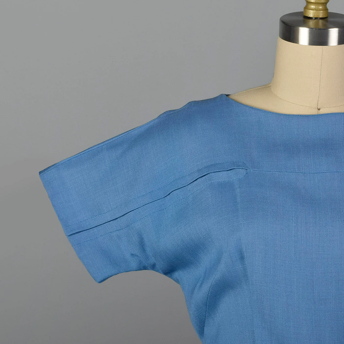 1950s Blue Rayon Day Dress