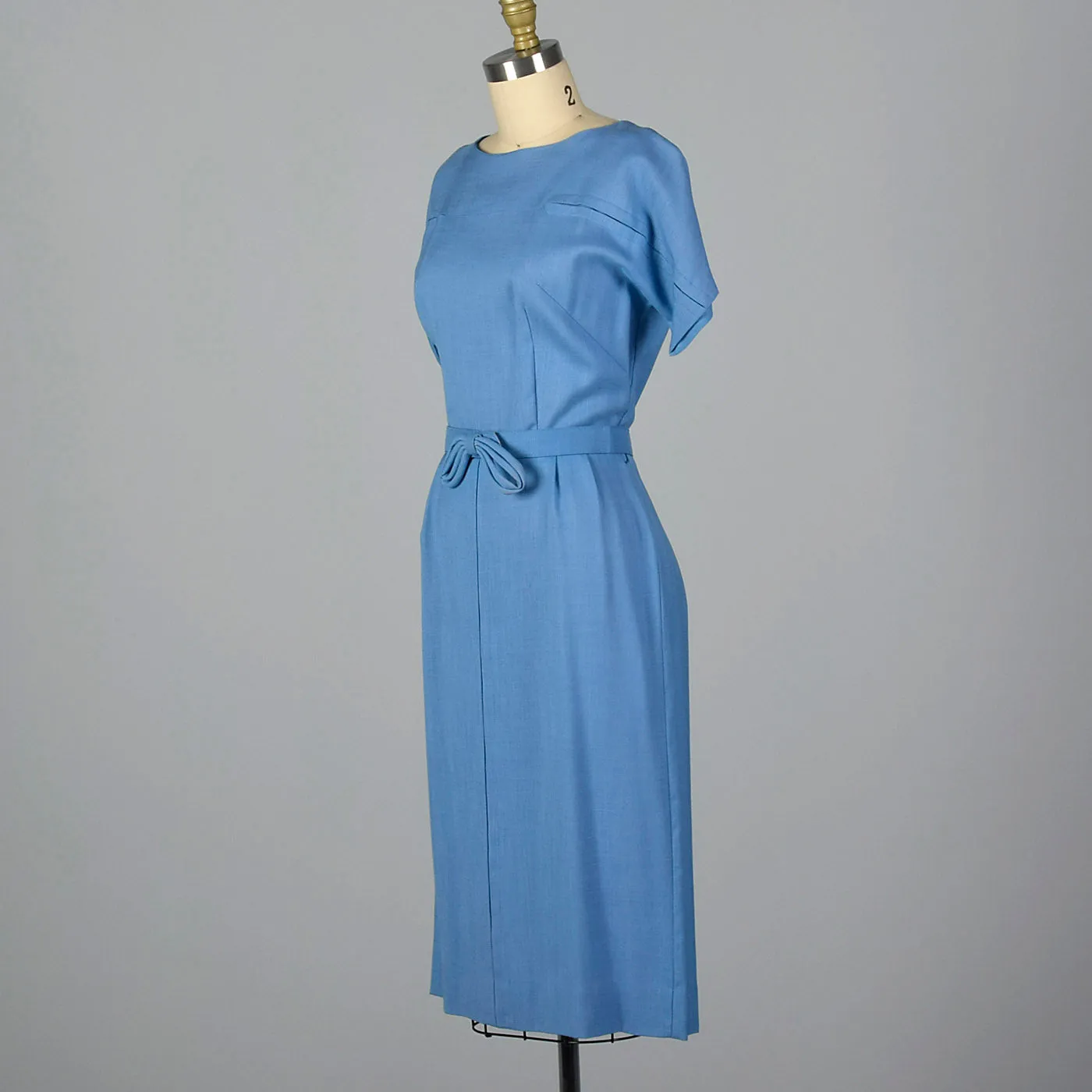 1950s Blue Rayon Day Dress