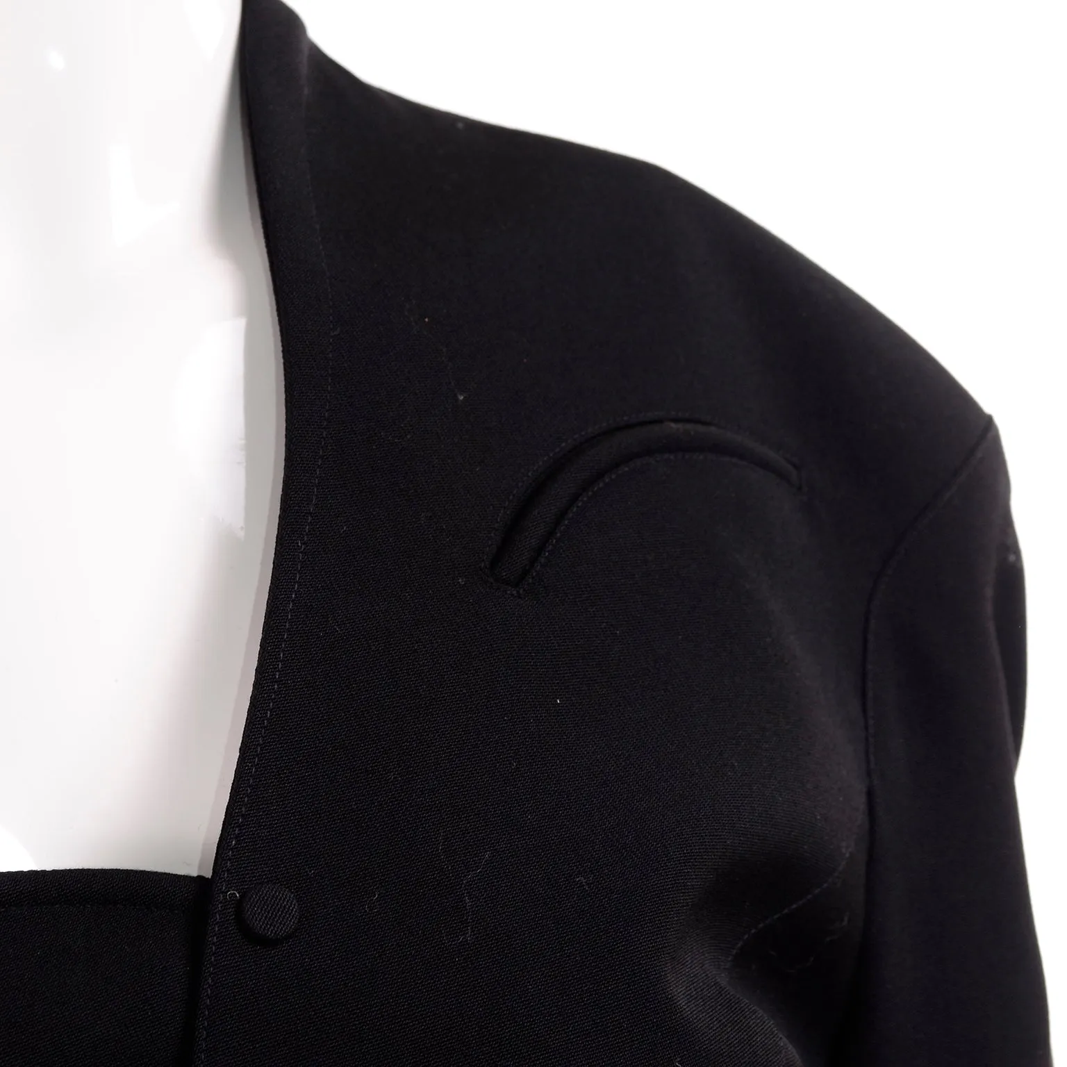 1990s Thierry Mugler Vintage Black Peplum Jacket & Pencil Skirt Suit