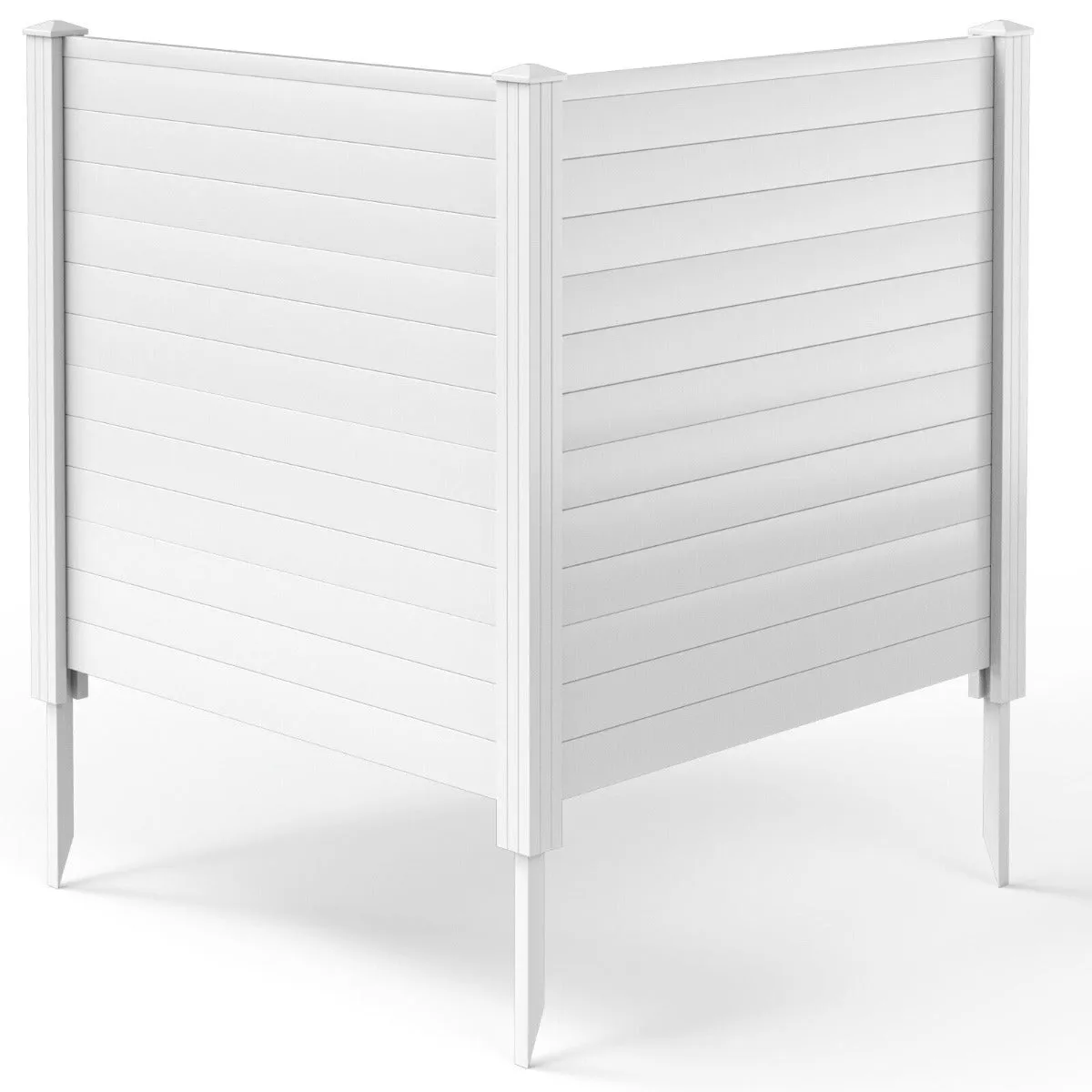 2 Panels Outdoor Picket Privacy Fence with 3 Stakes for Garden Patio Lawn
