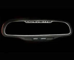 2005-2013 C6 Corvette - CORVETTE Style Rear View Mirror Trim - Brushed Stainless