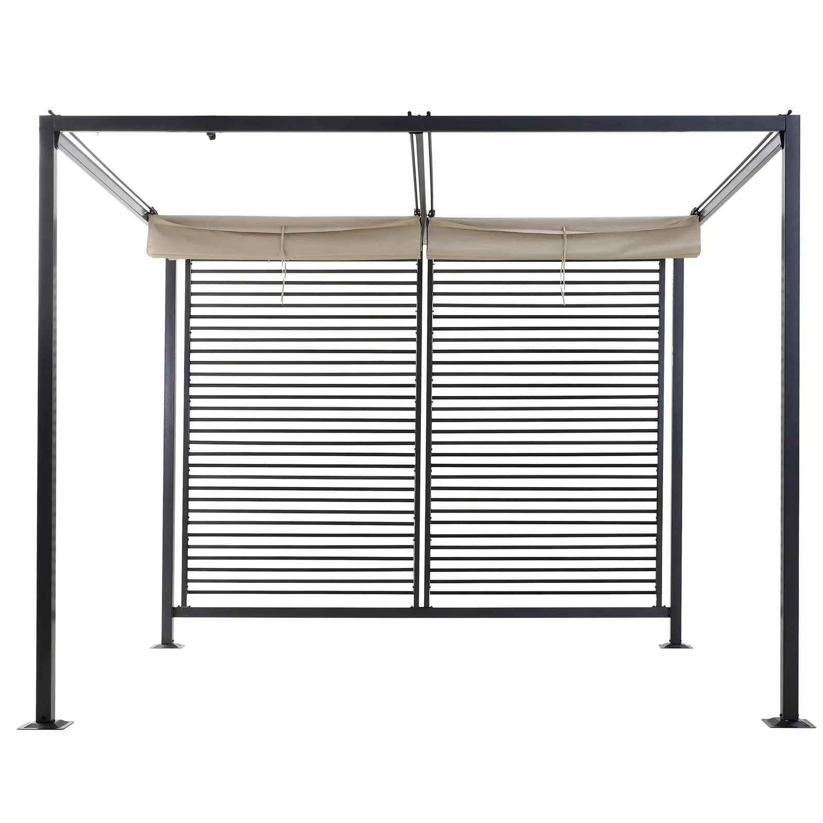 2.8m x 3m Retractable Metal Frame Outdoor Garden Pergola Beige