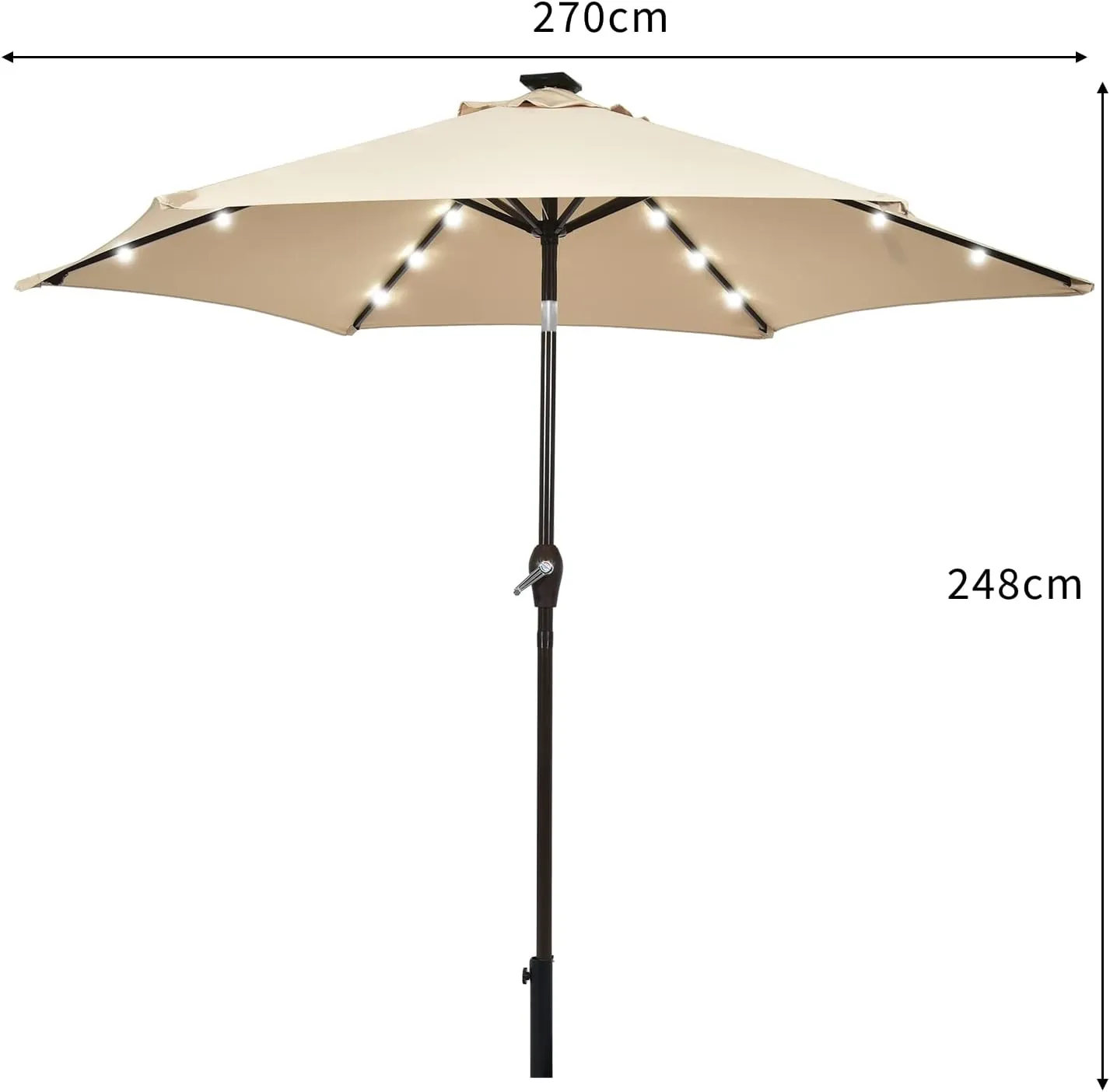 3-Tier Solar Powered LED Lighted Patio Umbrella-Beige