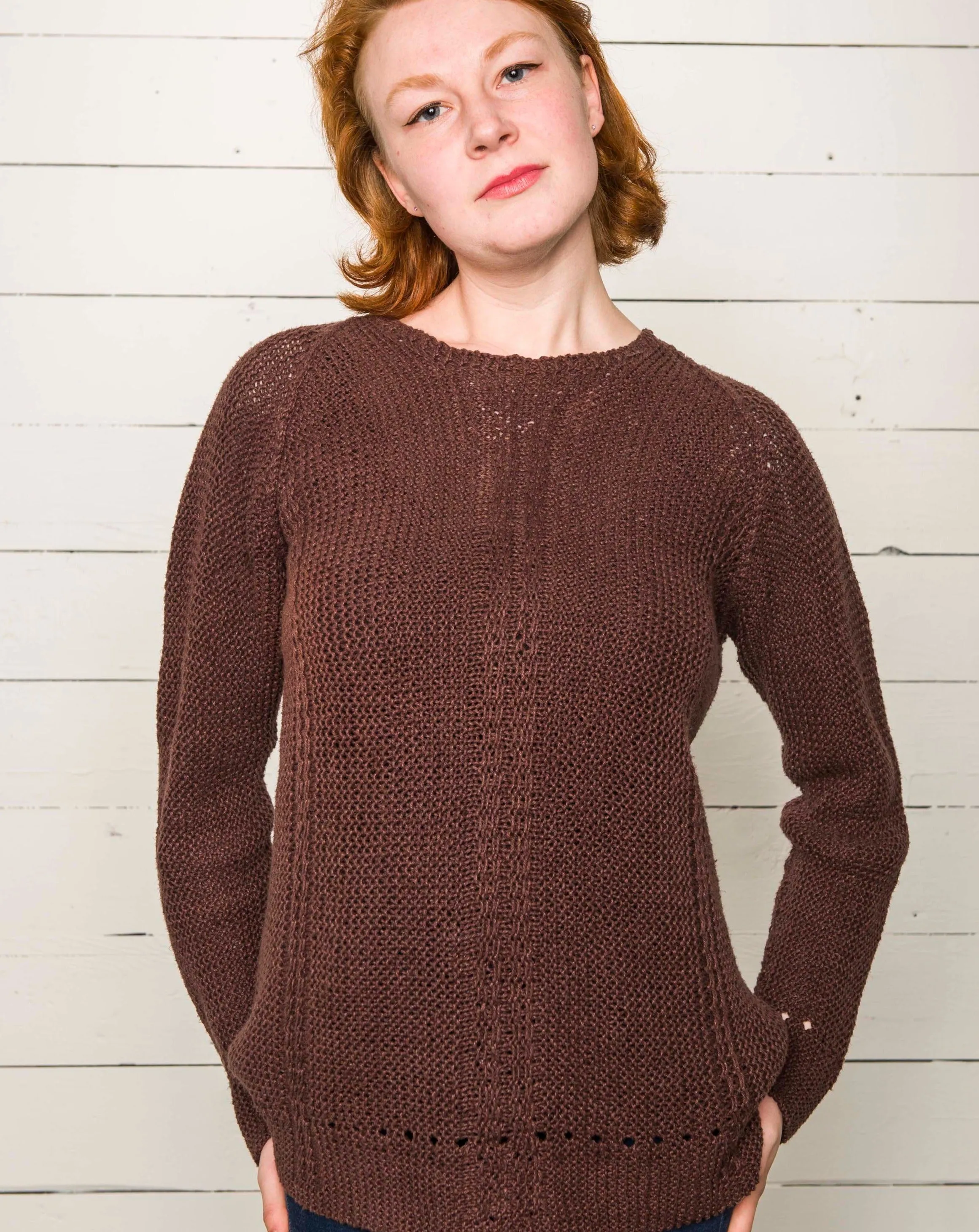 #305W Casual Garter Stitch Pullover