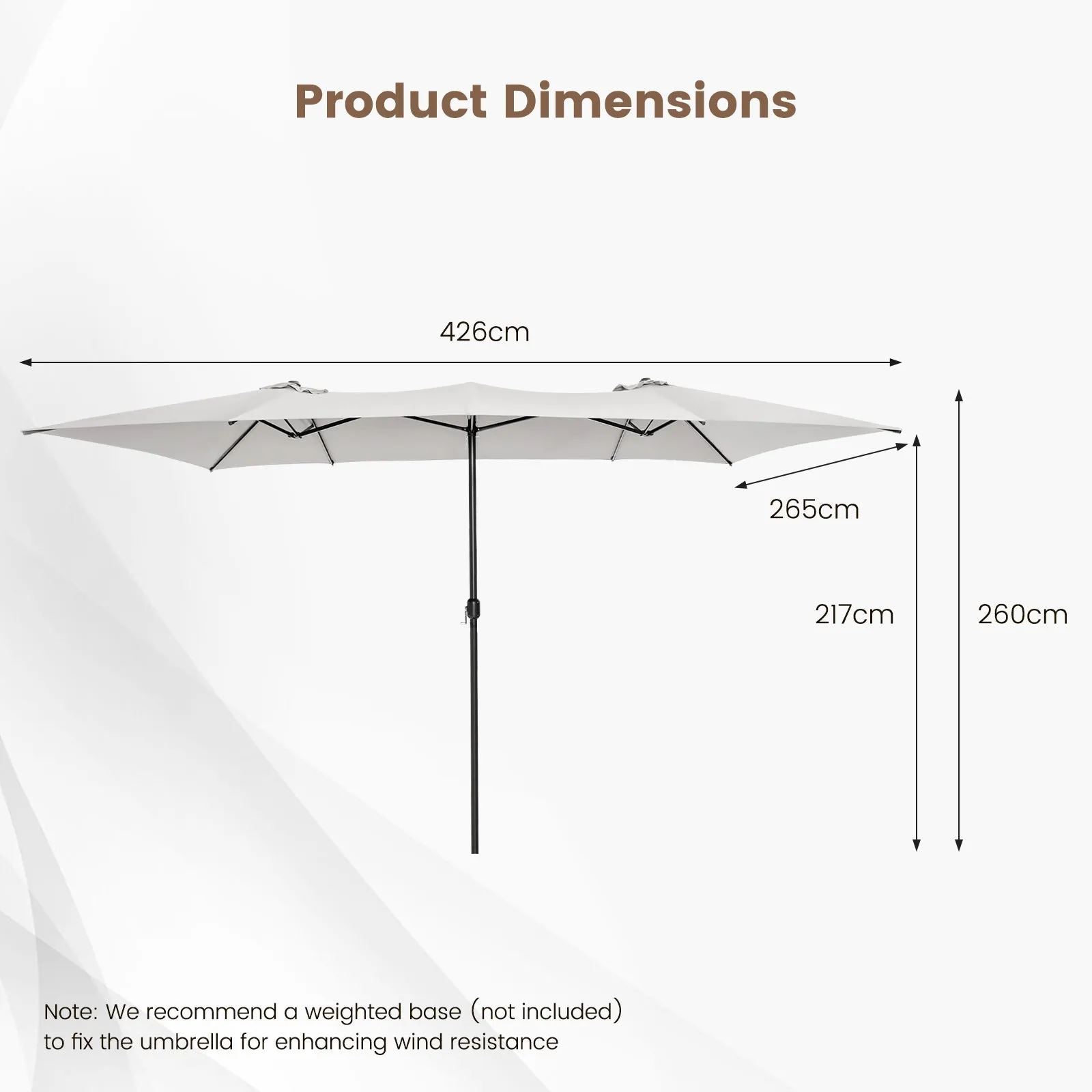 4.3 m Double-Sided Patio Umbrella with Crank Handle-Beige