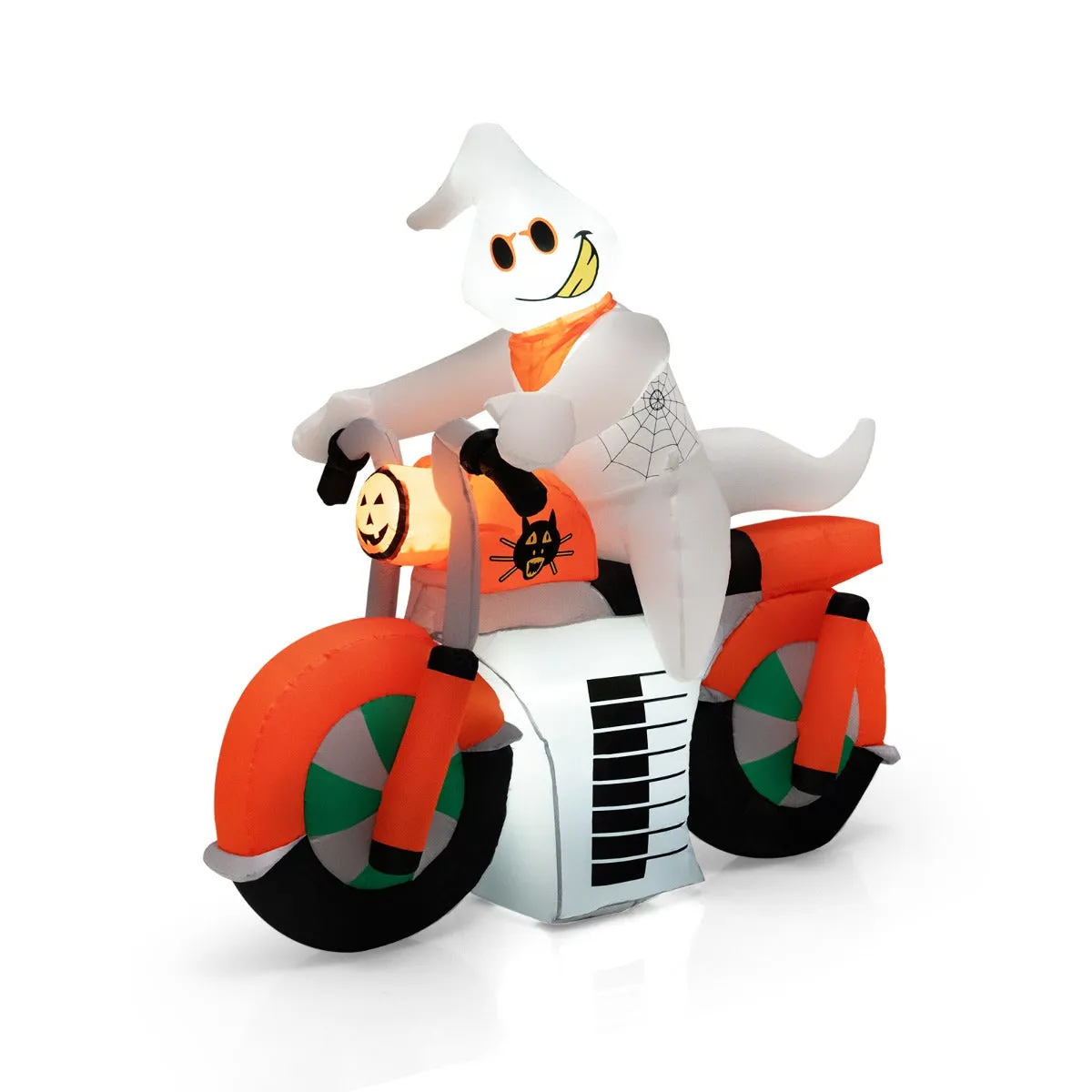 5 Feet Tall Halloween Inflatable Ghost Riding on Motor Bike Decoration