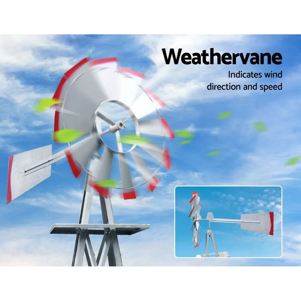6FT Garden Windmill 186cm Metal Ornament Outdoor Decor Wind Mill