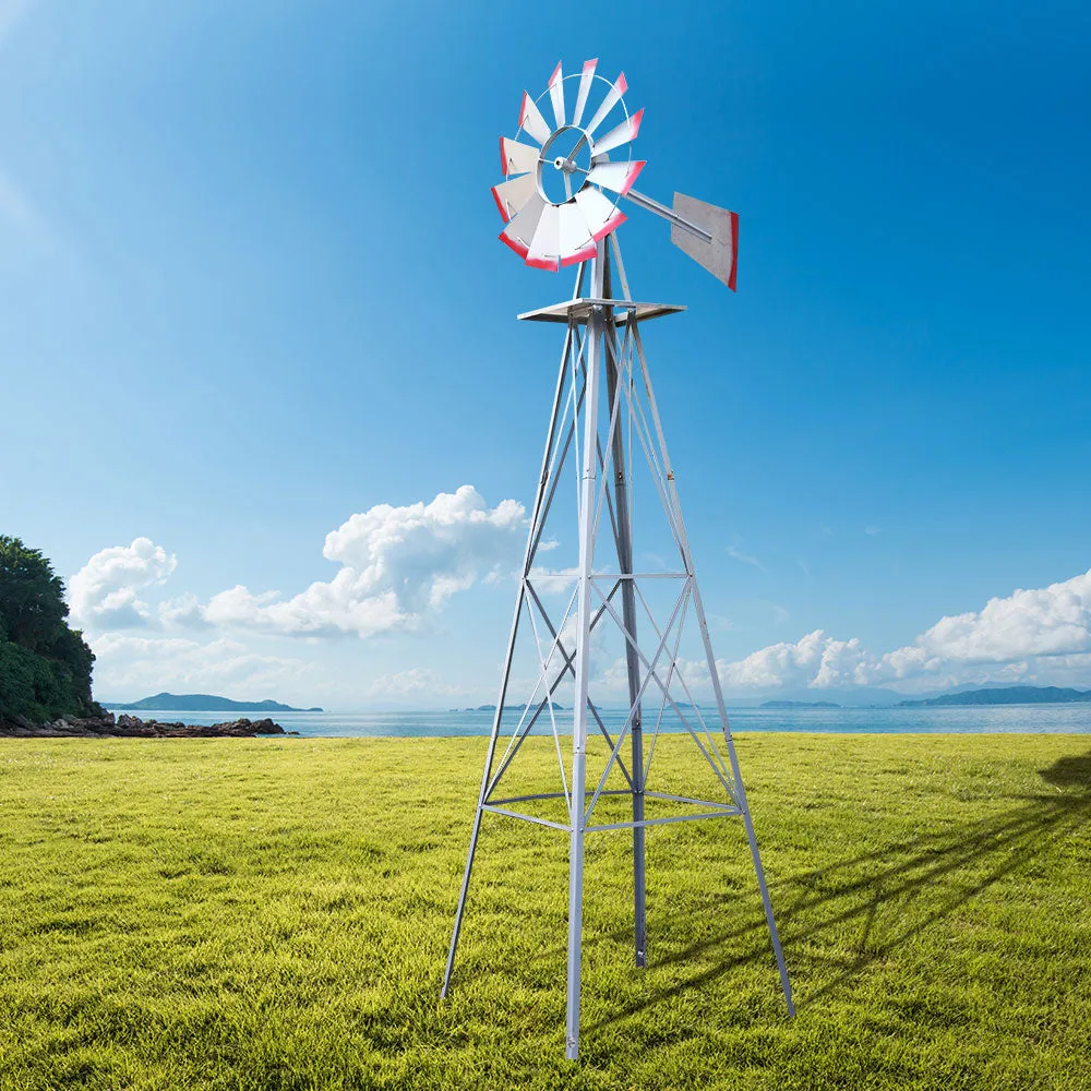 6FT Garden Windmill 186cm Metal Ornament Outdoor Decor Wind Mill