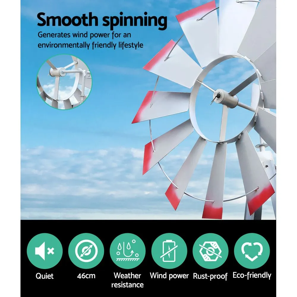 6FT Garden Windmill 186cm Metal Ornament Outdoor Decor Wind Mill