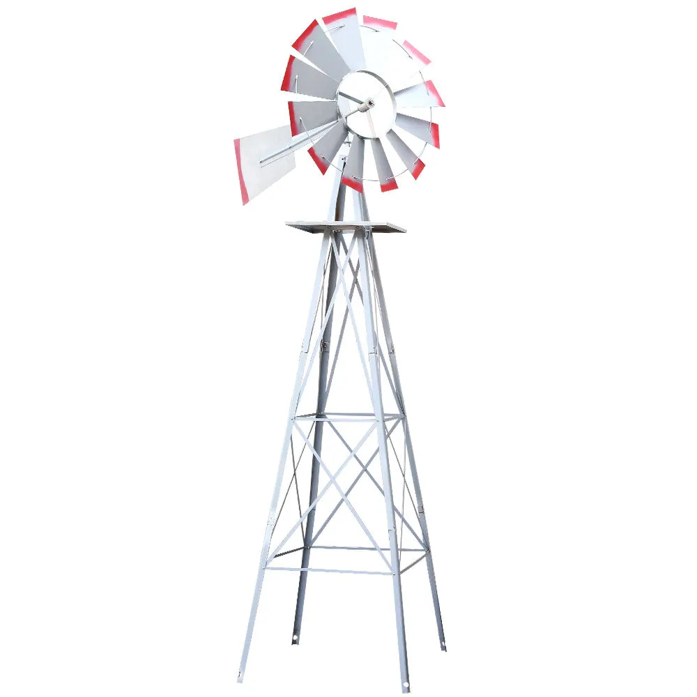 6FT Garden Windmill 186cm Metal Ornament Outdoor Decor Wind Mill