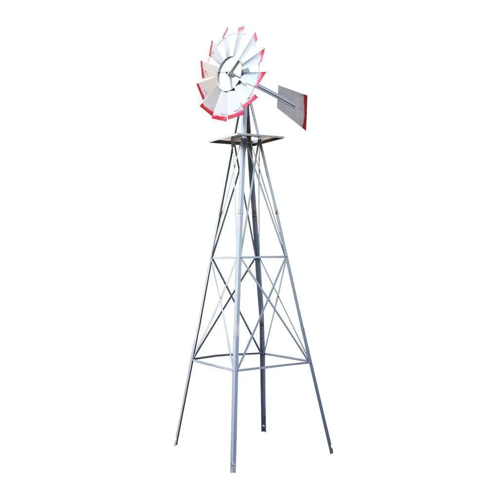 6FT Garden Windmill 186cm Metal Ornament Outdoor Decor Wind Mill