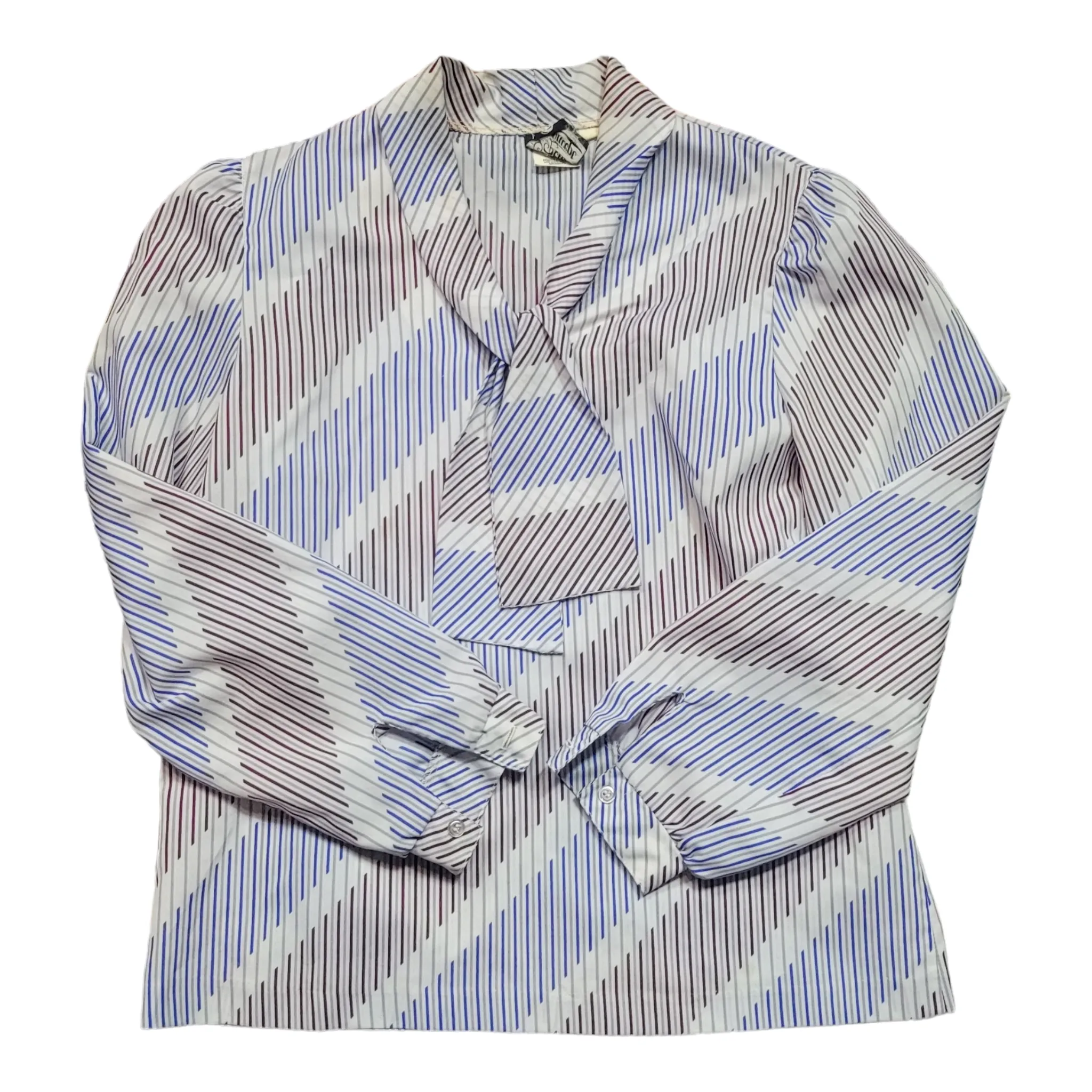 70s Vintage Stripe Secretary Blouse With Bow The Petite Concept Size S