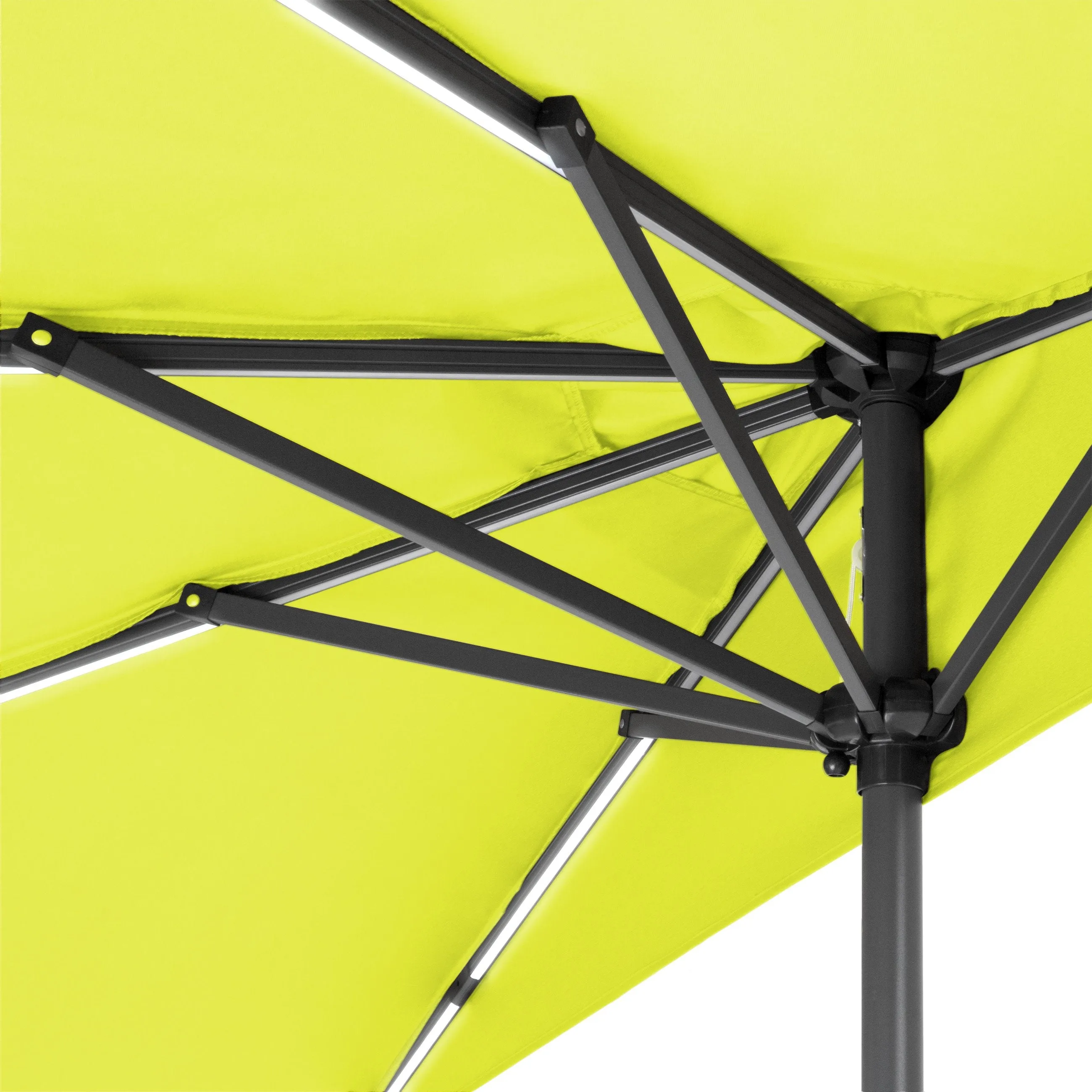 8.5ft Outdoor Solar LED Strip Lighted Half Patio Umbrella w/ Hand Crank