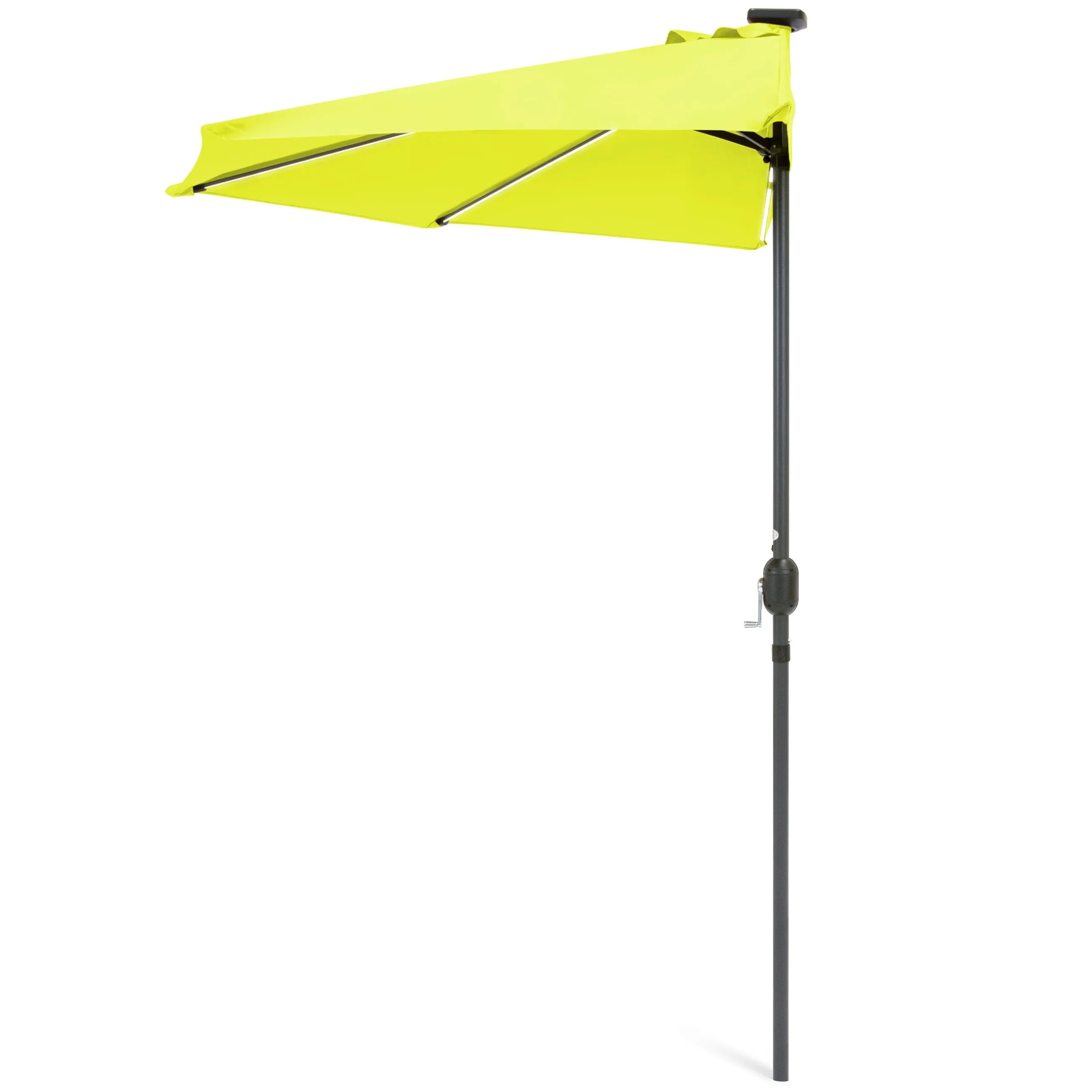 8.5ft Outdoor Solar LED Strip Lighted Half Patio Umbrella w/ Hand Crank