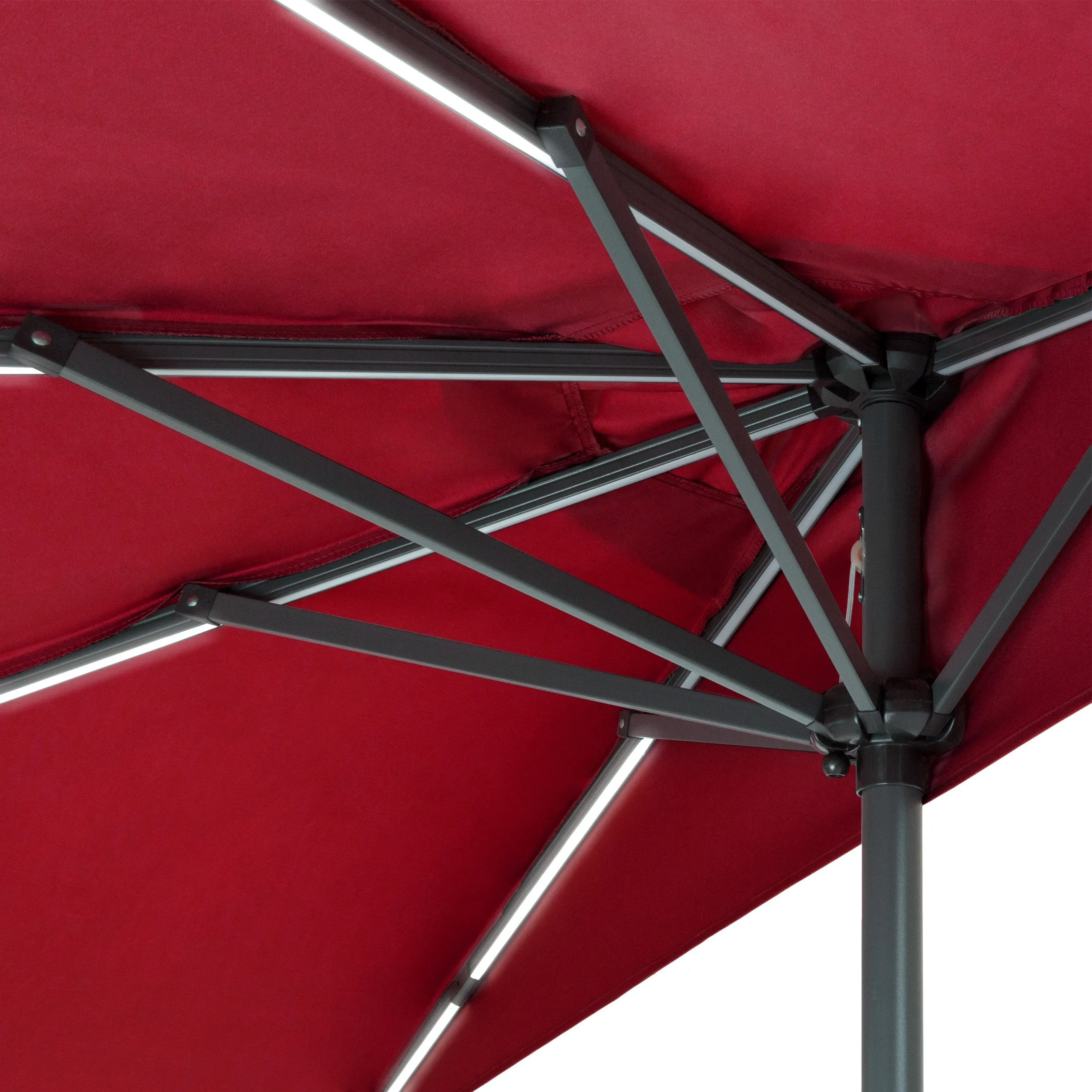 8.5ft Outdoor Solar LED Strip Lighted Half Patio Umbrella w/ Hand Crank