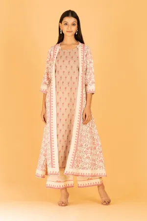 Aadhriti Beige-Pink Jacket Kurta Set