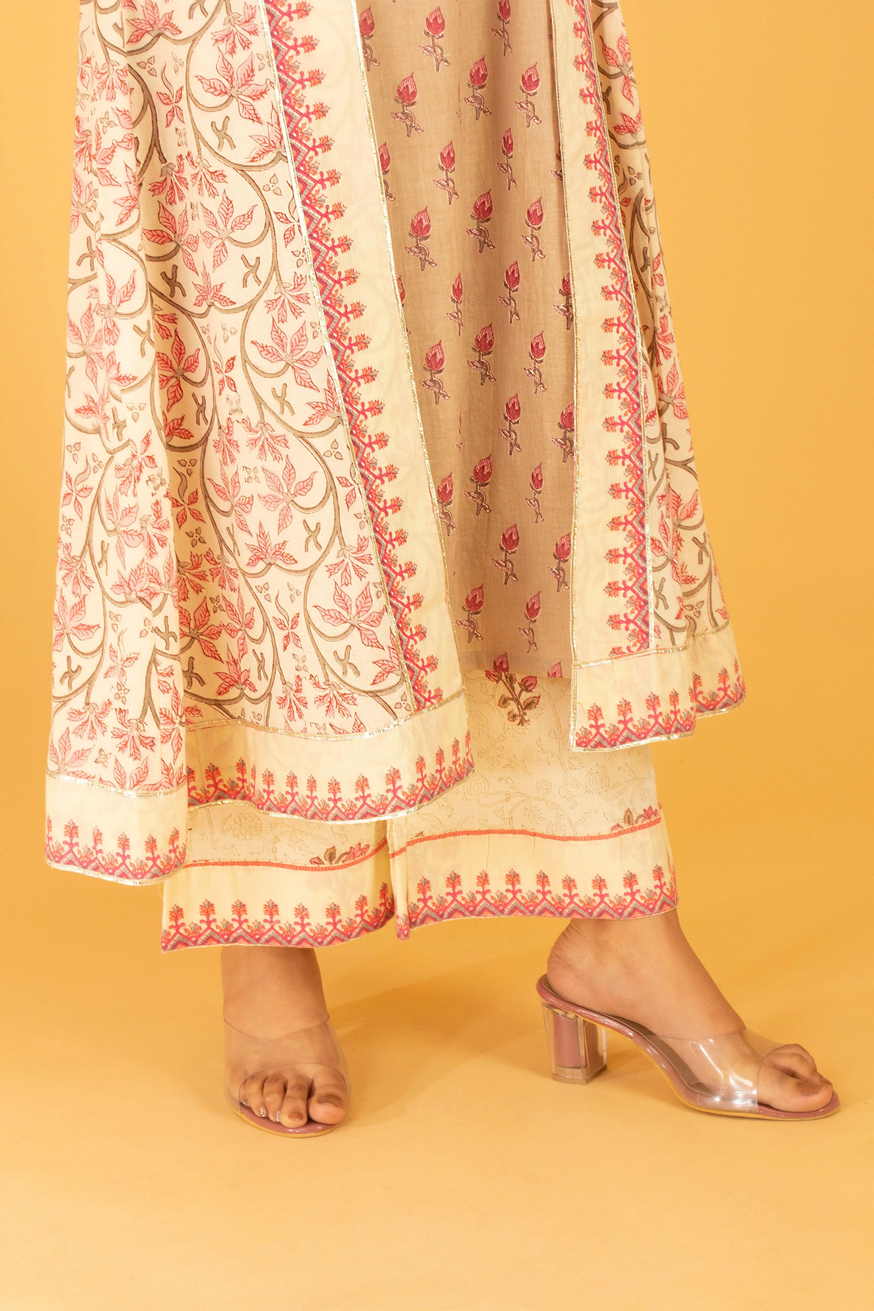 Aadhriti Beige-Pink Jacket Kurta Set