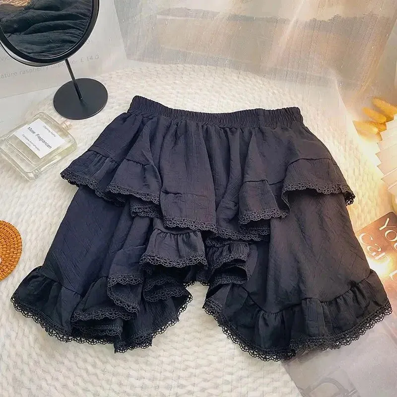 Advbridge White Skirt Irregular Ruffles Kawaii Women Mini Skirts Japanese Style Sweet Patchwork Elegant Casual Black Short Skirt