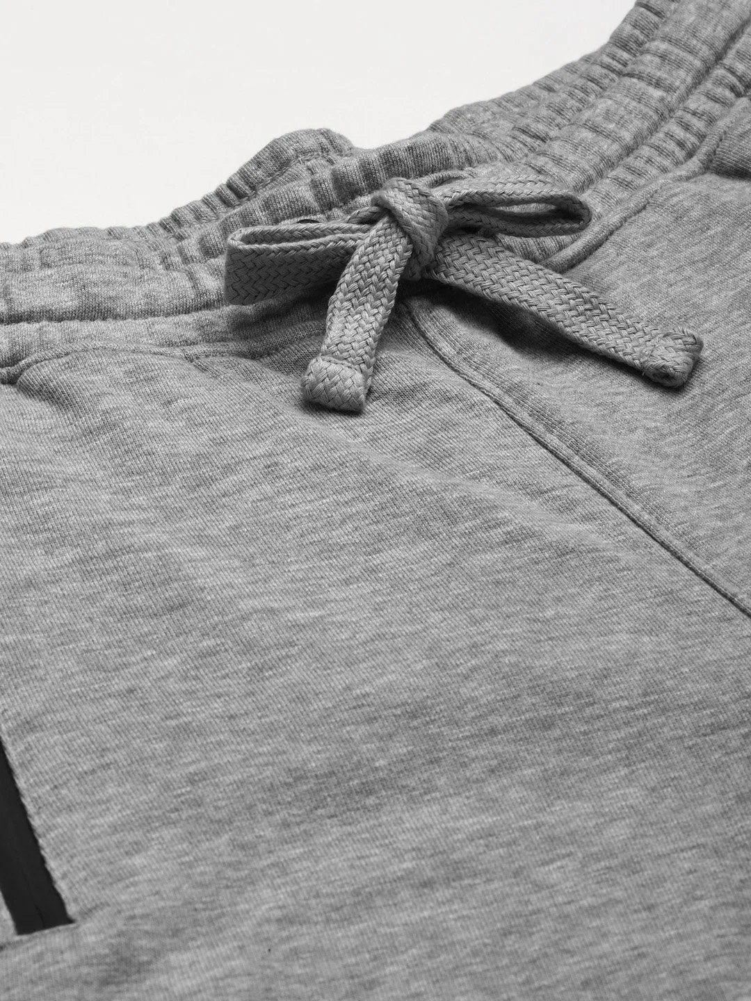 Alcis Men Grey Melange & Black Solid Slim Fit Joggers