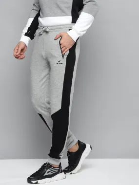 Alcis Men Grey Melange & Black Solid Slim Fit Joggers