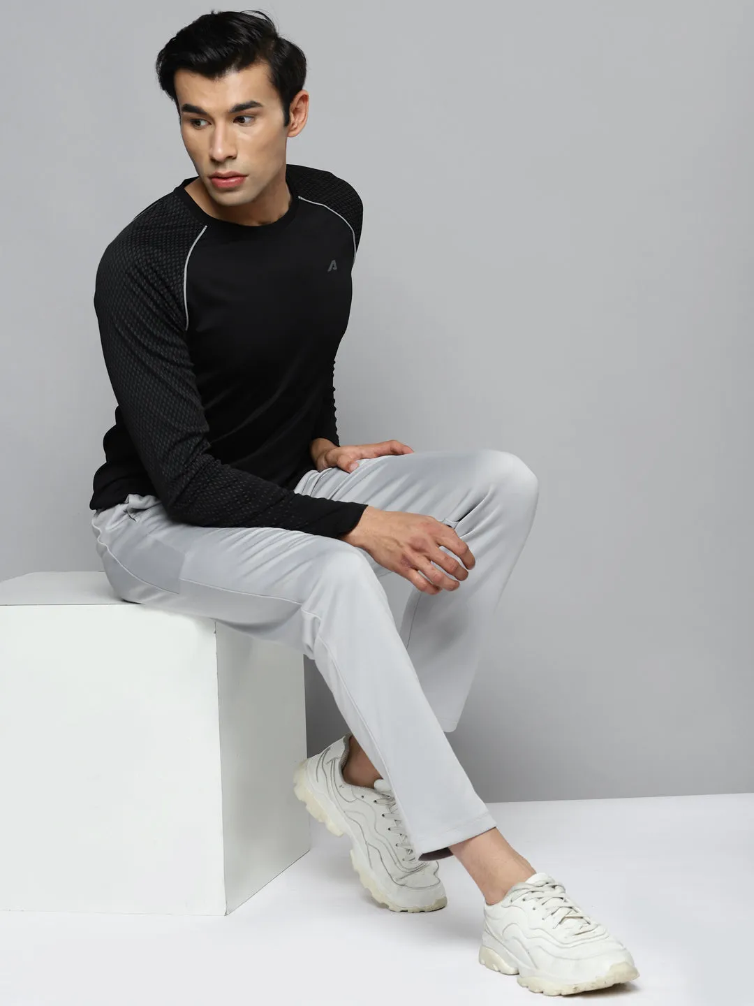 Alcis Men Grey Solid Slim Fit Running Track Pants