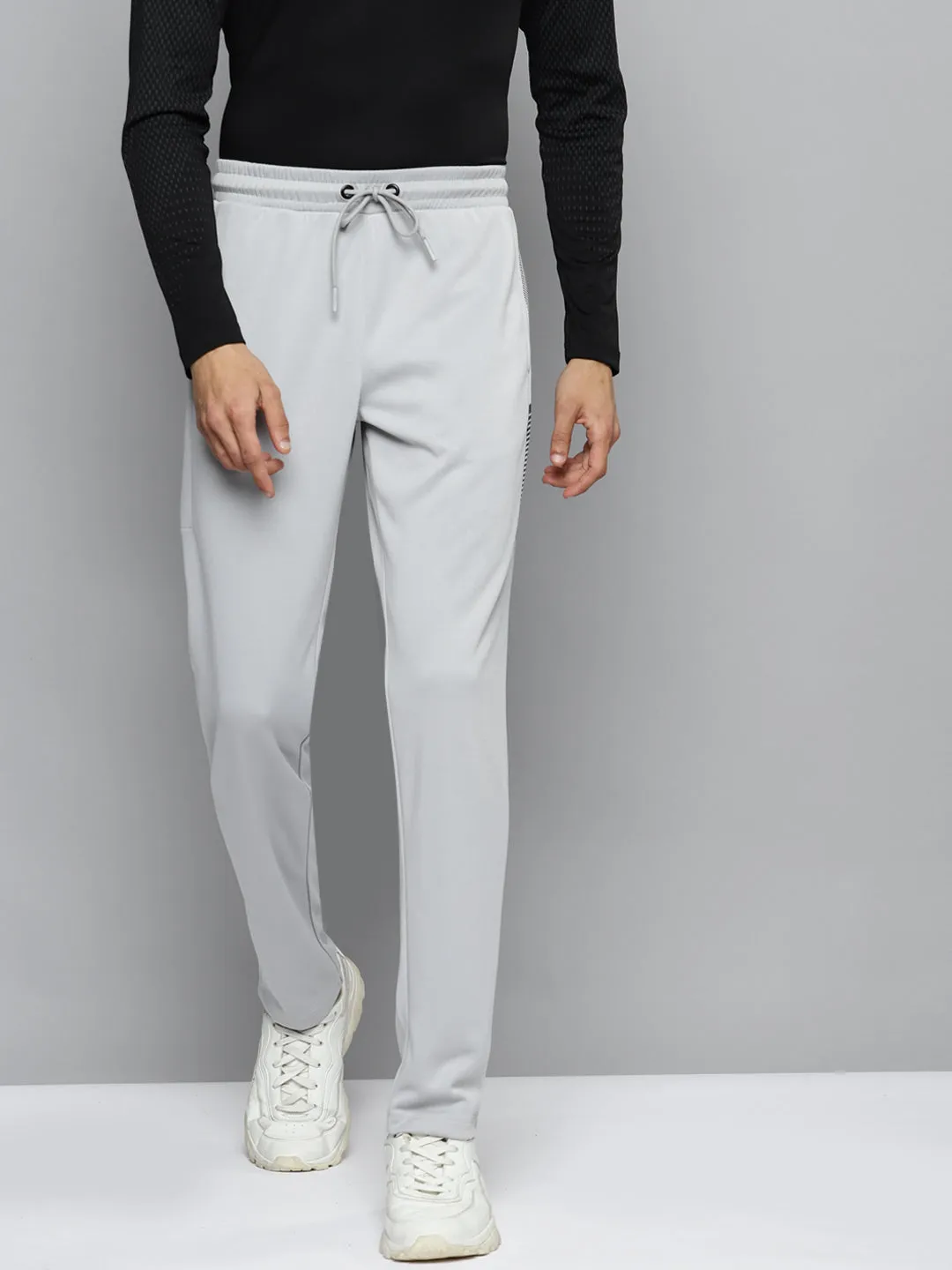Alcis Men Grey Solid Slim Fit Running Track Pants