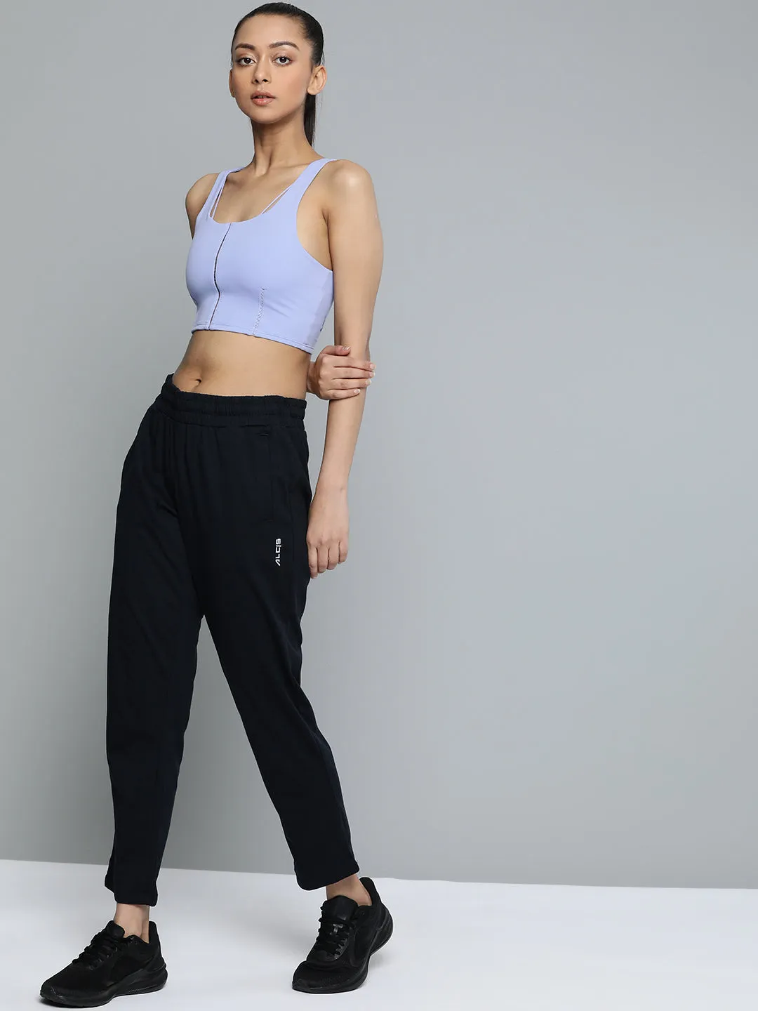Alcis Women Navy Blue Solid Bootcut Track Pants