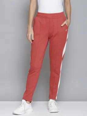 Alcis Women Orange & White Striped Slim-Fit Track Pants