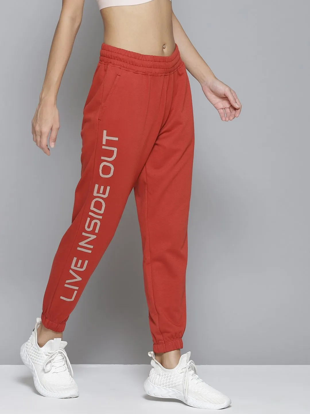 Alcis Women Red Printed Slim-Fit Joggers