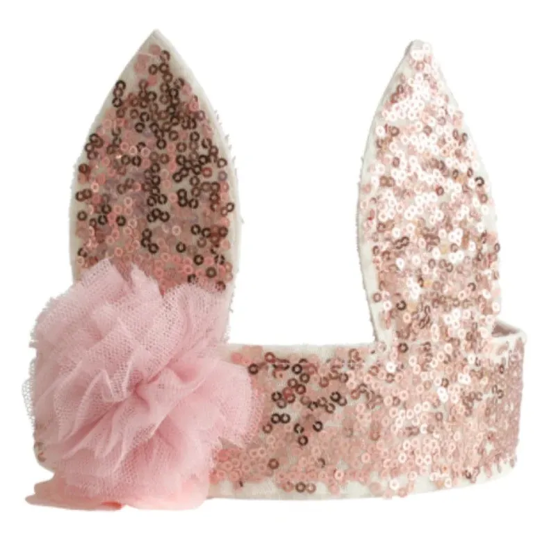 Alimrose sequin bunny crown rose gold