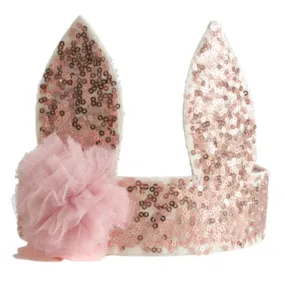 Alimrose sequin bunny crown rose gold