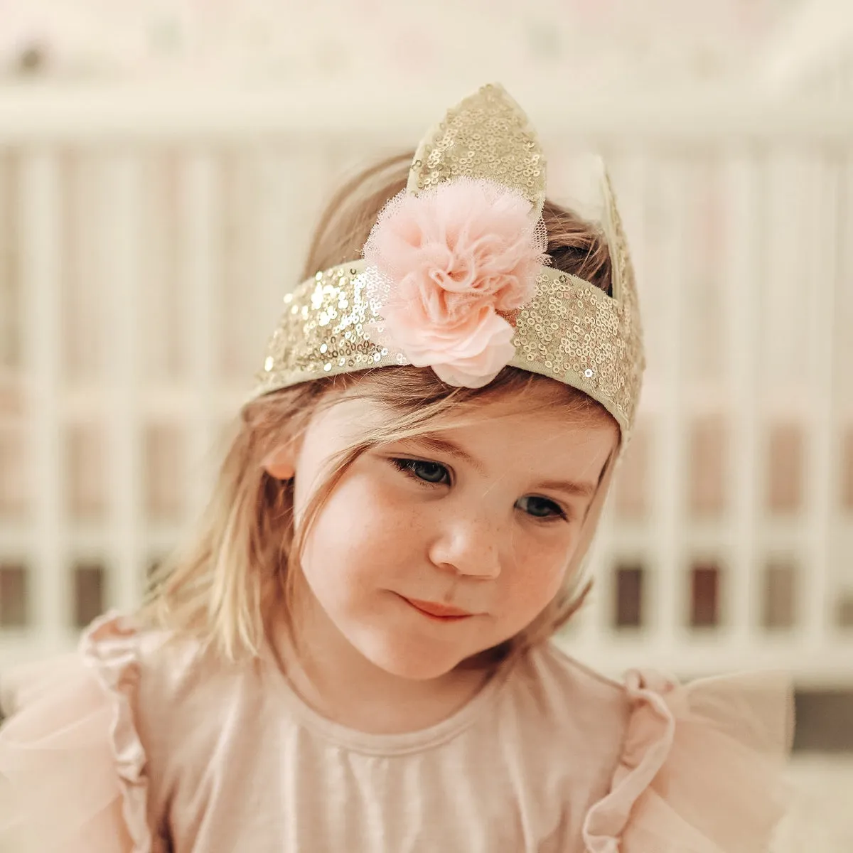 Alimrose sequin bunny crown