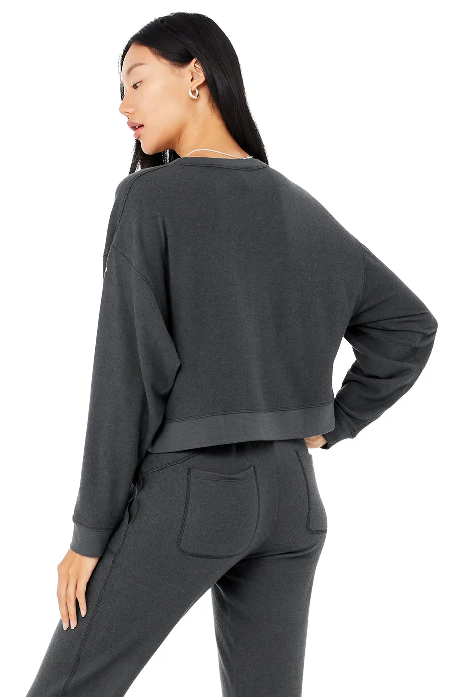 Alolux Soho Cropped Henley - Anthracite