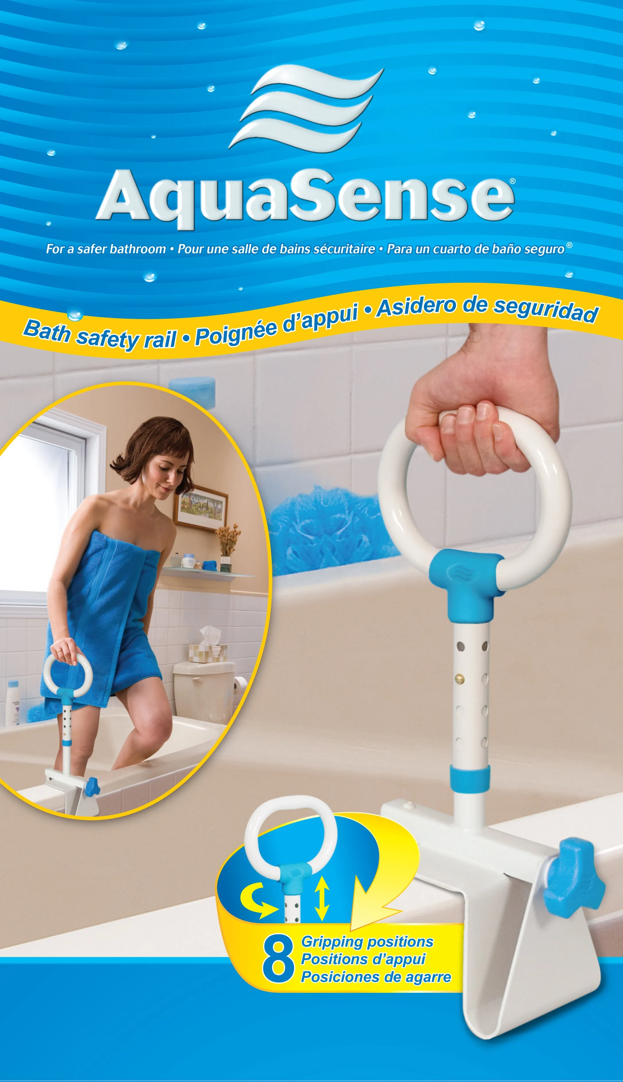 AquaSense Steel Bathtub Safety Rail