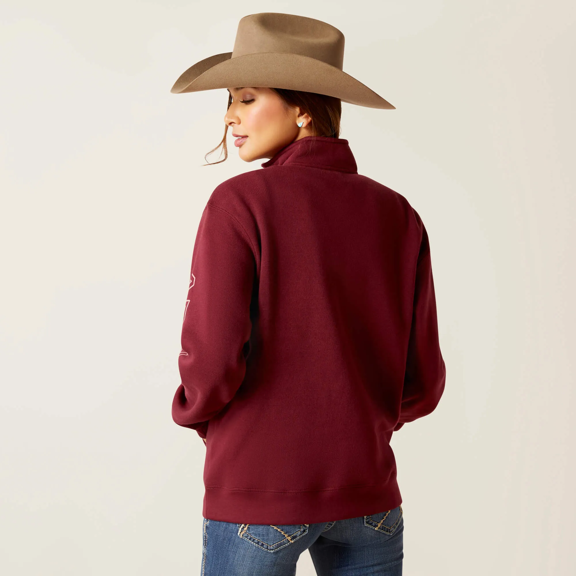 Ariat Women's Tawny Port Half Zip Logo Sweatshirt