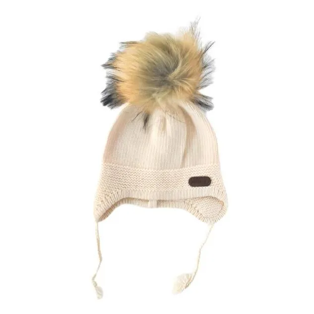 BELAN J Baby Beanie with Faux Fur Pompom (0-12M)