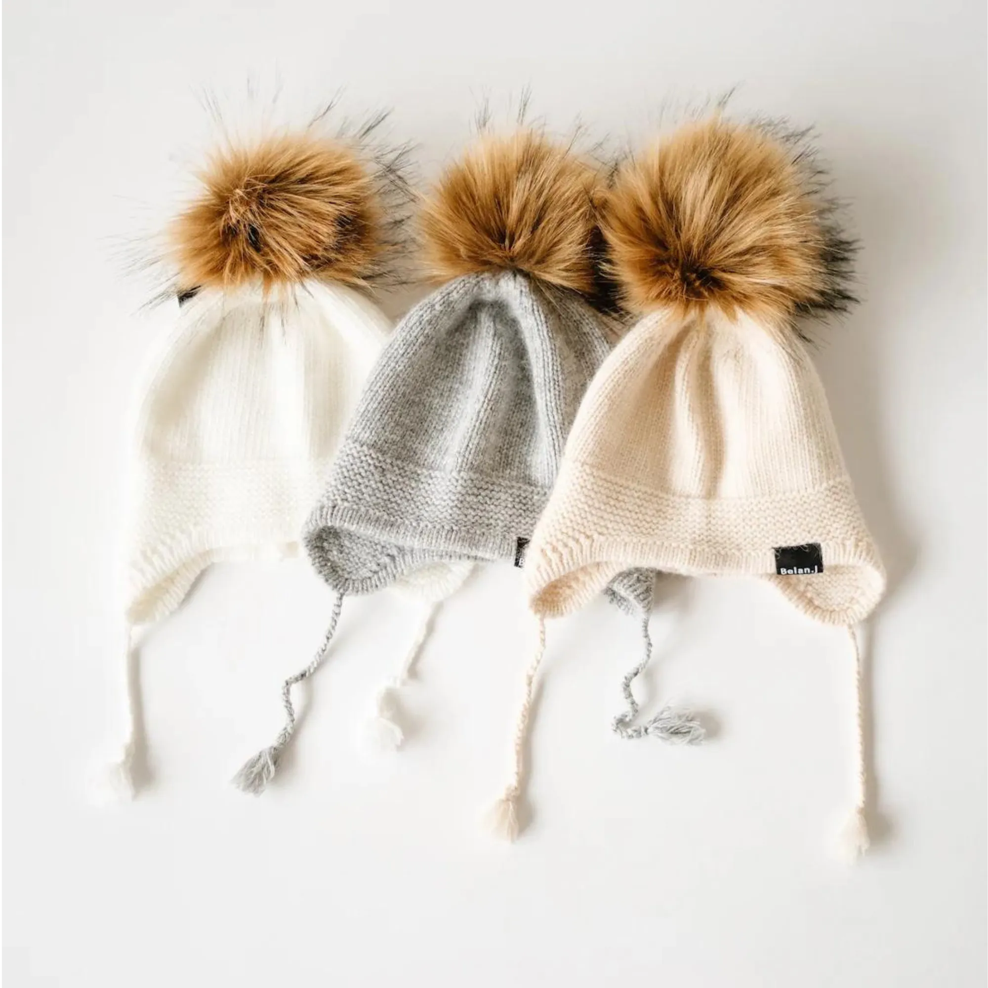 BELAN J Baby Beanie with Faux Fur Pompom (0-12M)