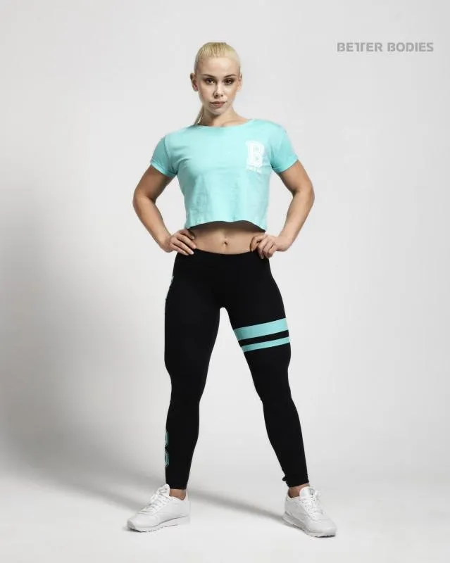 Better Bodies Varsity Tights - Black-Aqua