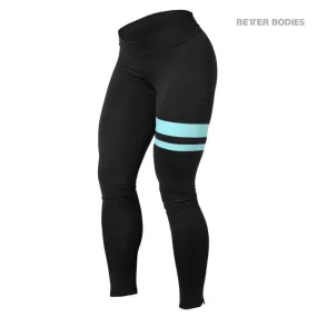 Better Bodies Varsity Tights - Black-Aqua