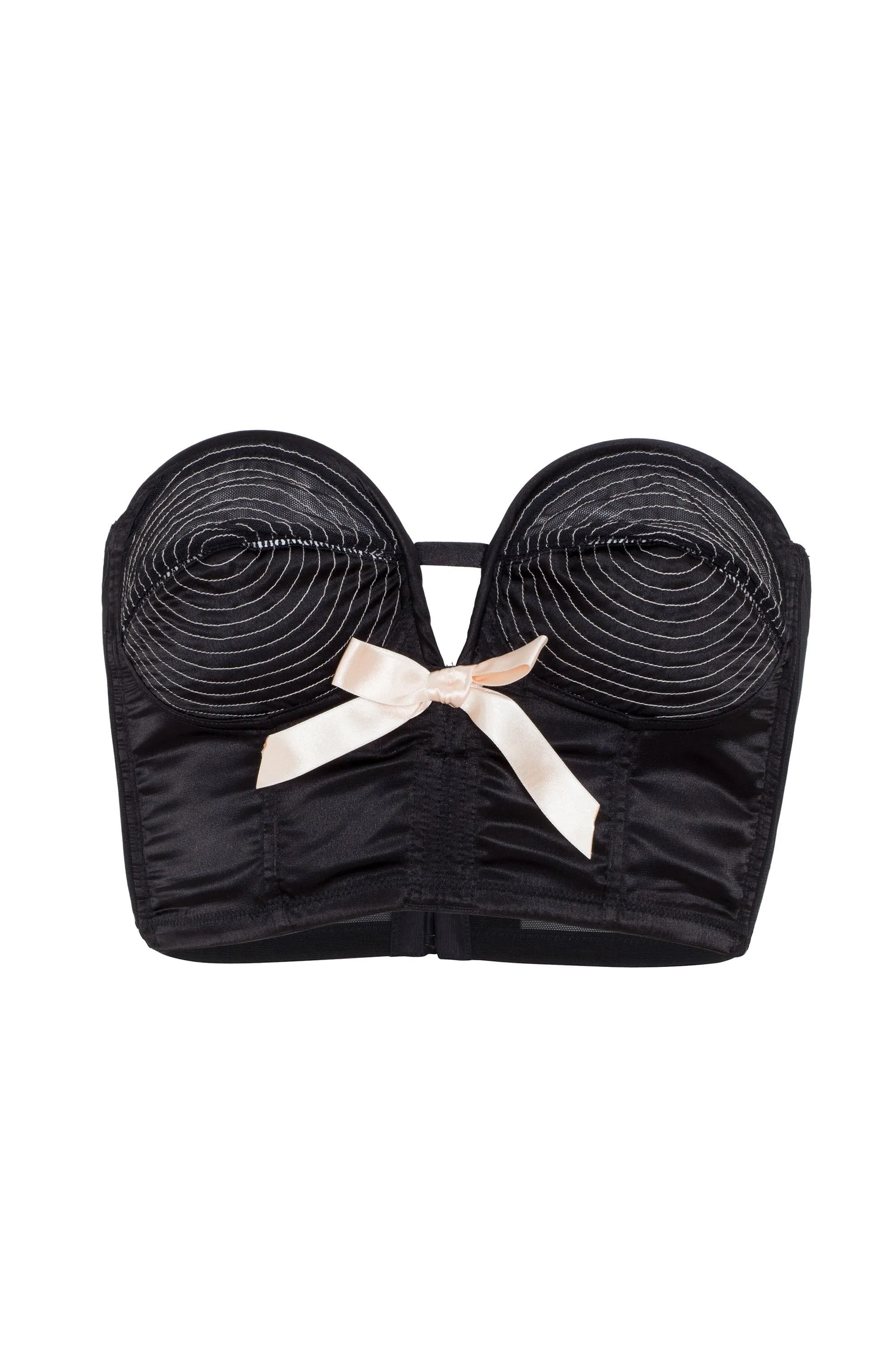 Bettie Page Longline Black/Peach Overwire Bra