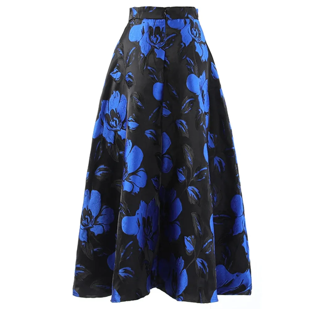 Black Casual Slim Print Colorblock Skirt Female Gathered Waist Temperament Skirts For Women Autumn Style