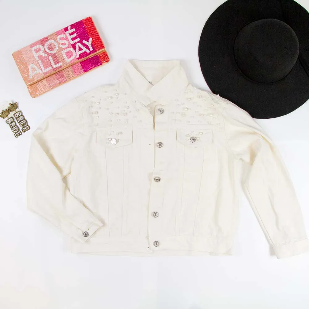 (Black Pearl) Engagement Ring Style  Pearl Denim Jacket
