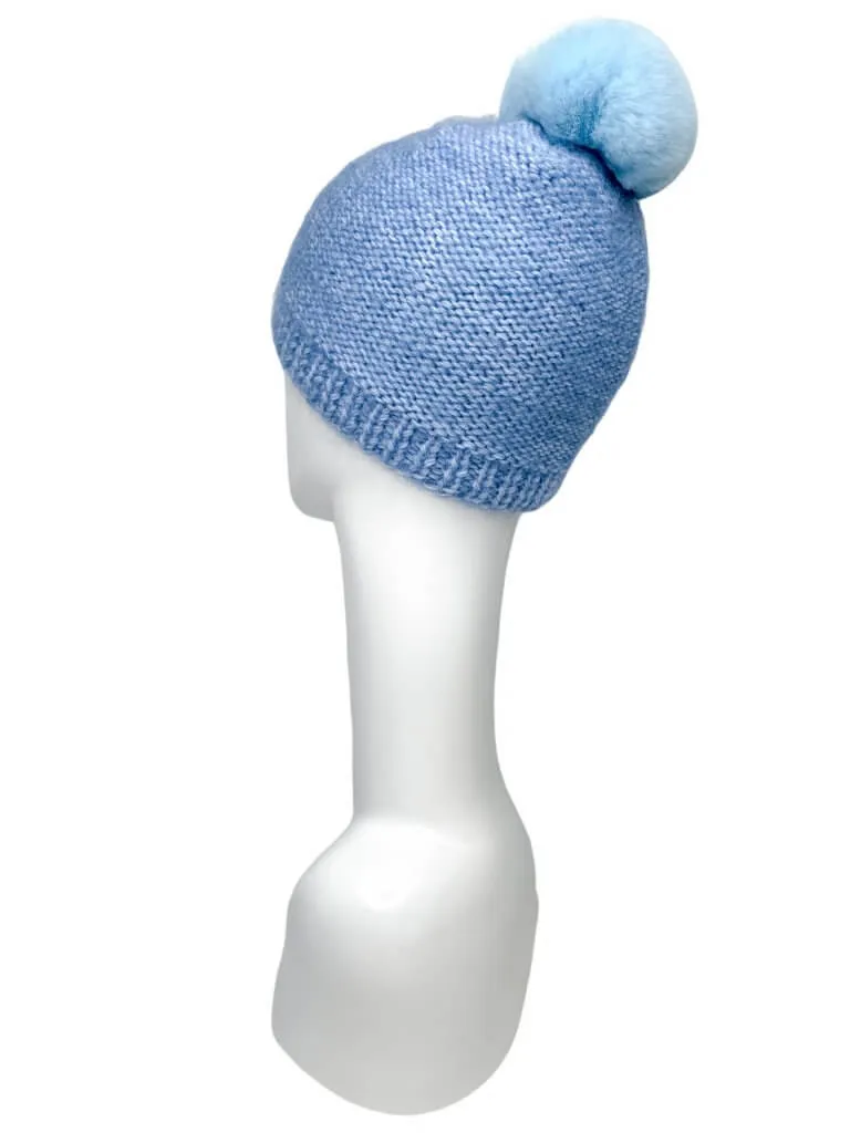 Blue Chinchilla Fur Beanie