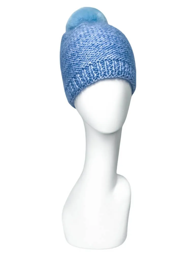 Blue Chinchilla Fur Beanie