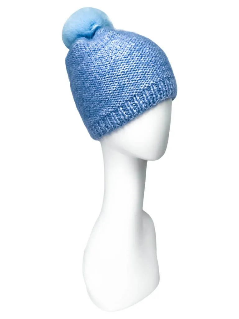 Blue Chinchilla Fur Beanie